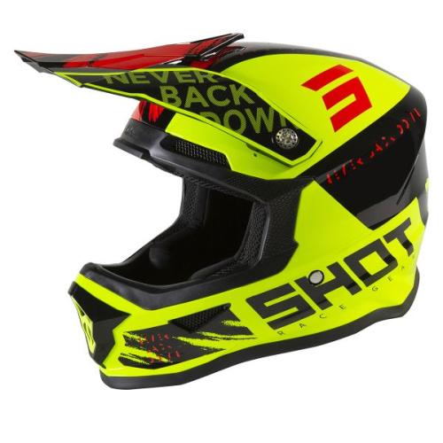 Casque Shot Furious Draw Neon Yellow black red Glossy Kid 2021